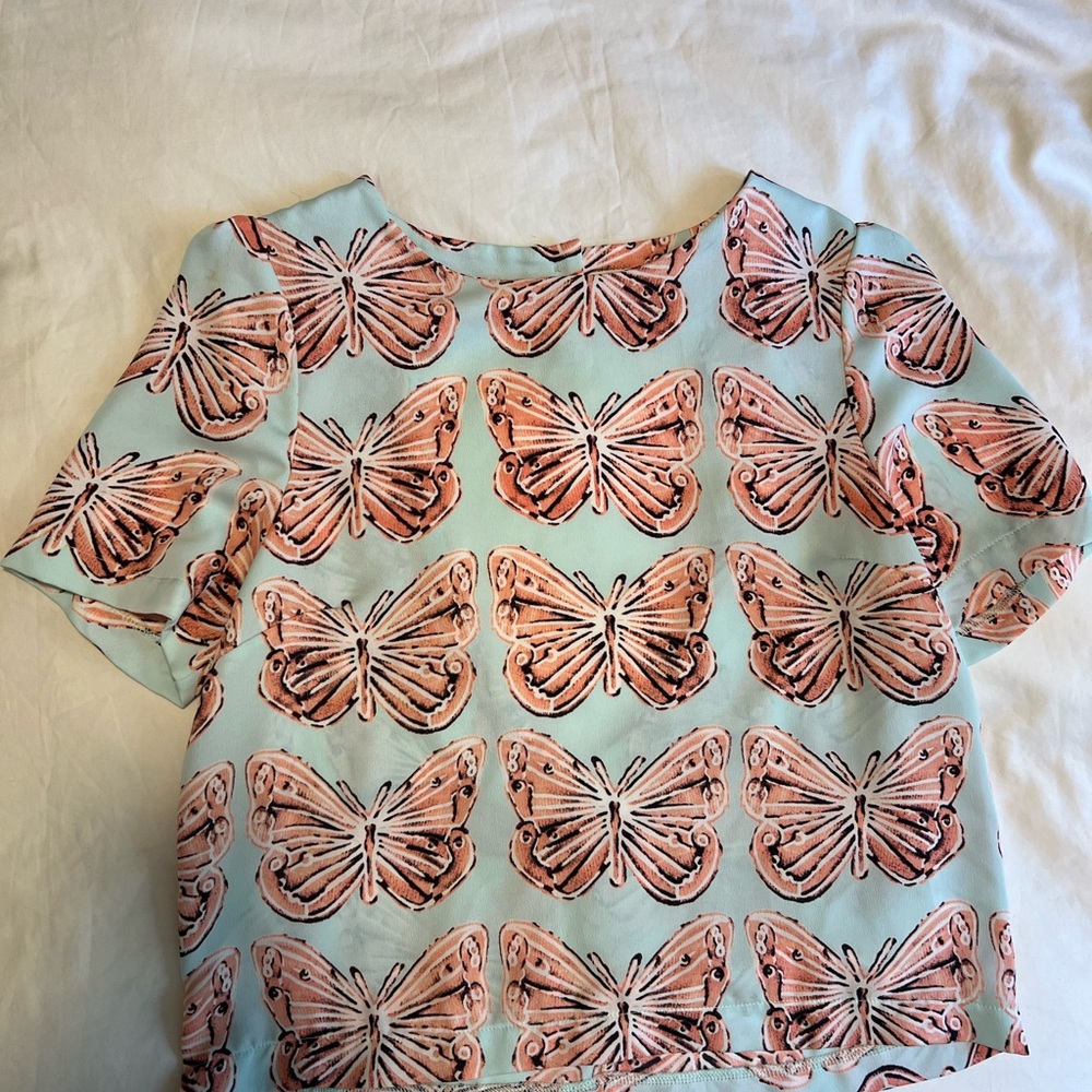 Leith Peach and Cream Butterfly Blouse